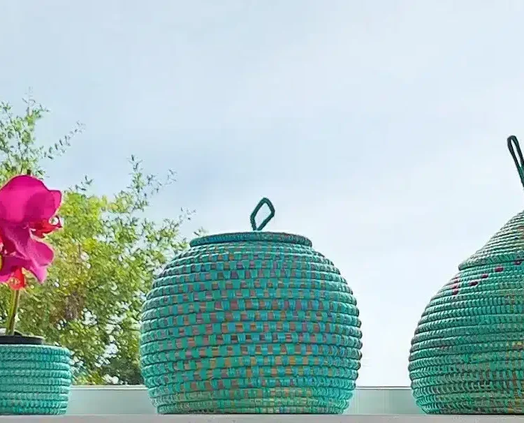 Paniers ruche sur le rebord de la fenêtre