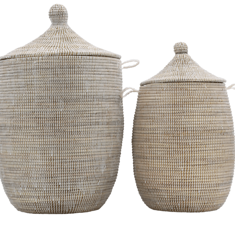 Ensemble de paniers (2) – Blanc (H=80 cm/H=60 cm)