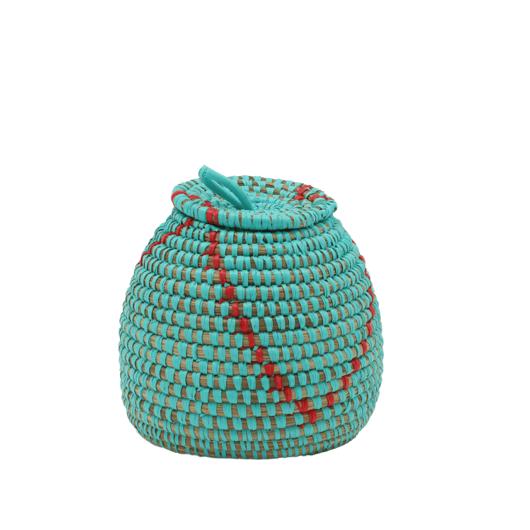 Kleine Mand (H=15cm) - Turquoise/Rood