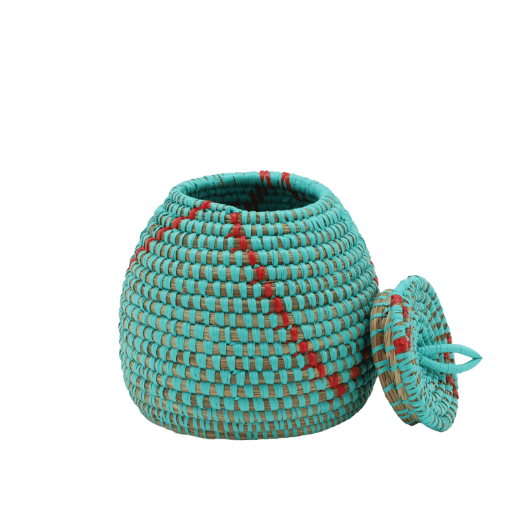 Petit panier (10 cm) - Turquoise/Rouge