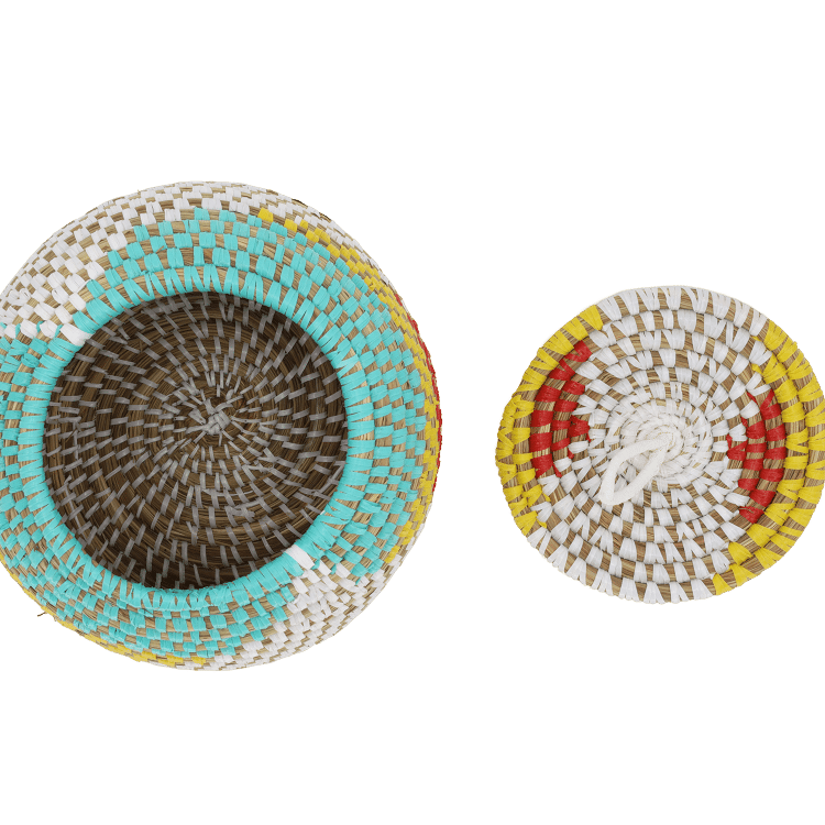 Vue de dessus mini-paniers colorés