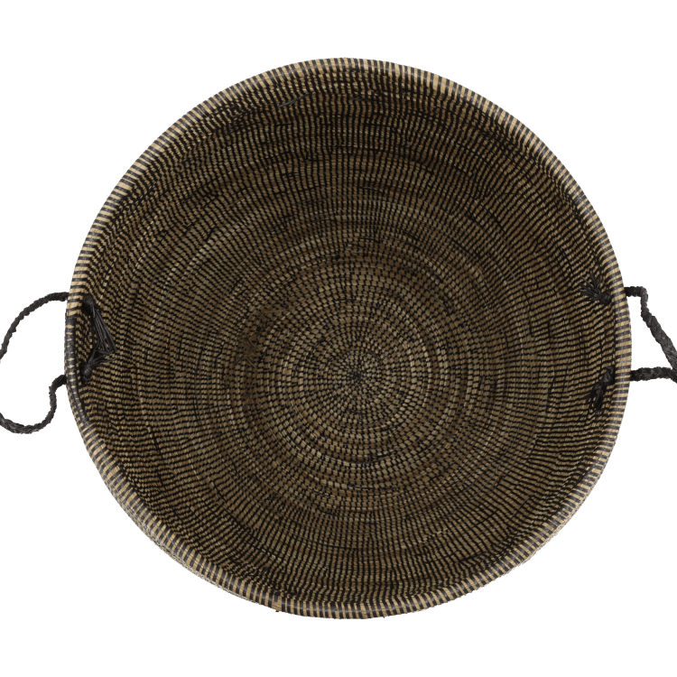 Grand panier marron, vue de dessus