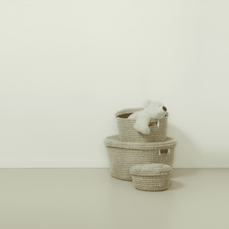 Ensemble de 3 paniers blancs, photo d'ambiance