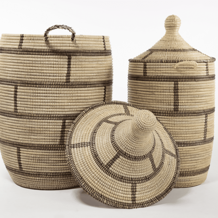 Panier à linge XL – Crème Couvercle ouvert