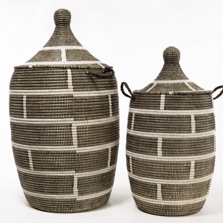 Ensemble panier à linge XL - Brun/Crème