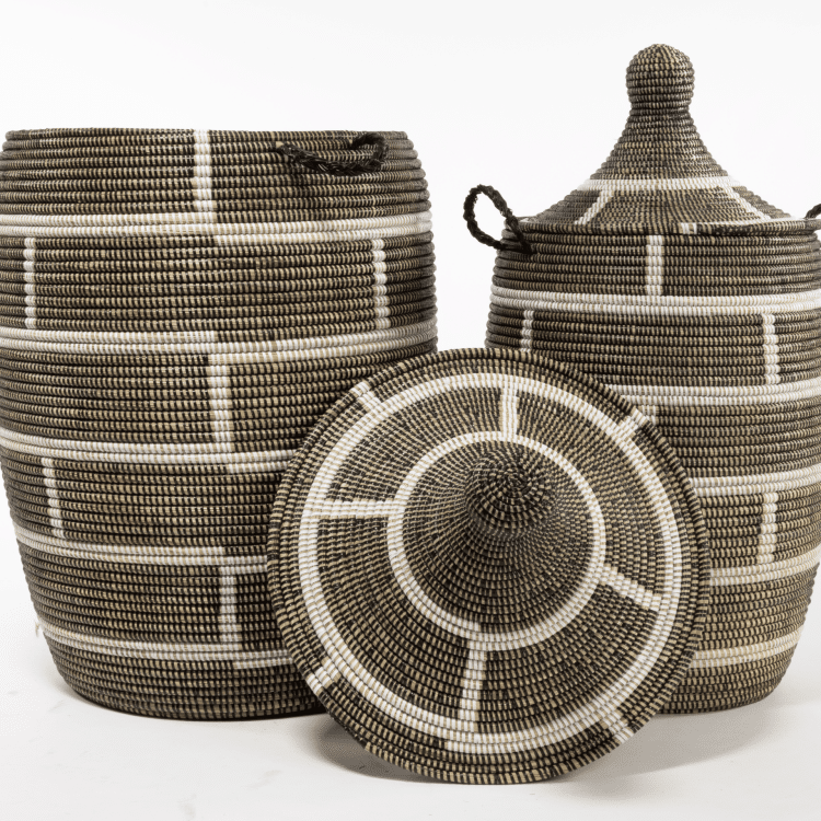 Panier à linge XL - Brun/Crème - Couvercle séparé