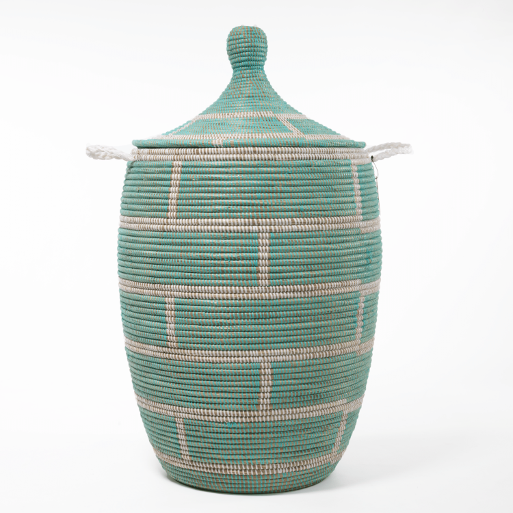 Panier à linge en osier XL - Turquoise