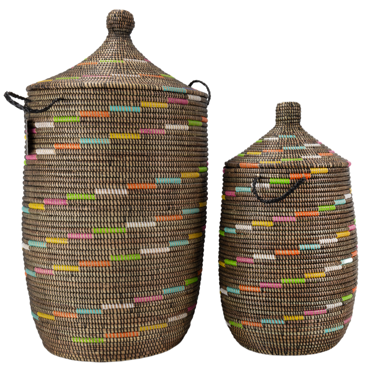 Set Tajine Manden - Bruin met gekleurde spiraal