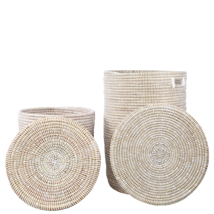 Ensemble de paniers blancs de 2 paniers côte à côte